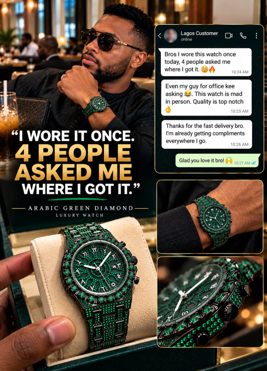 Green Diamond Arabic Luxury Watch